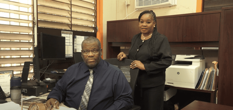 St. Thomas-St. John District Superintendent Stefan Jurgen and Deputy St. Thomas-St. John Superintendent Symra Dee Brown